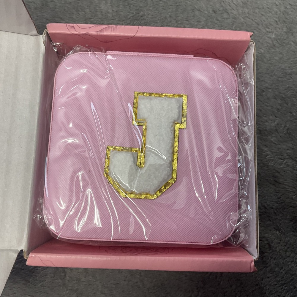 Nayno Travel Jewelry Case Small Accessories Box Personalized "J" Women Girl Gift